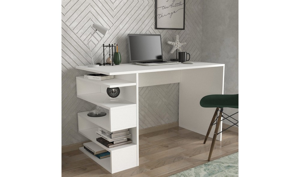 Birou de studiu, Snake, Alb, 120 x 75 x 60 cm