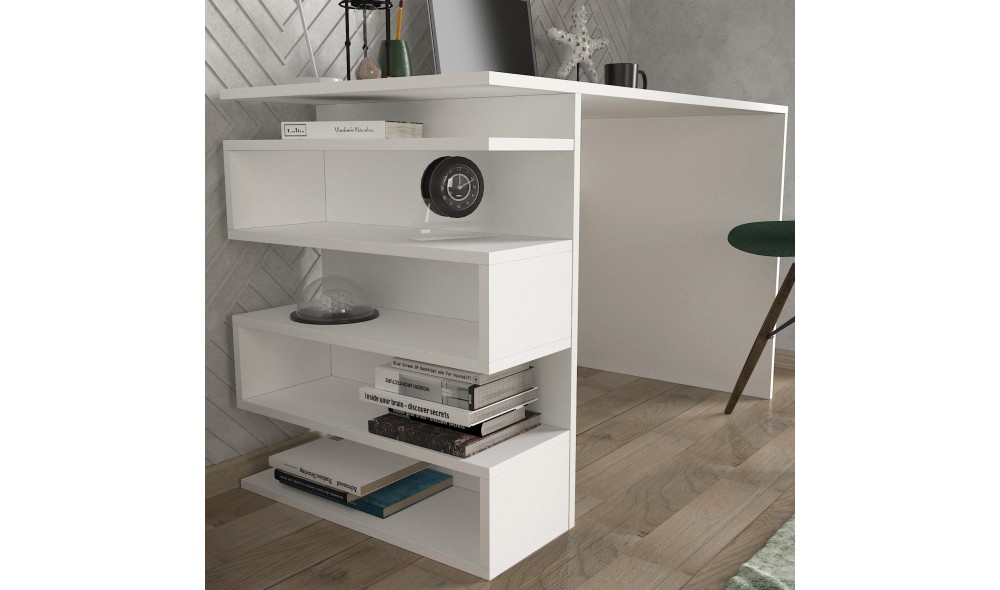 Birou de studiu, Snake, Alb, 120 x 75 x 60 cm