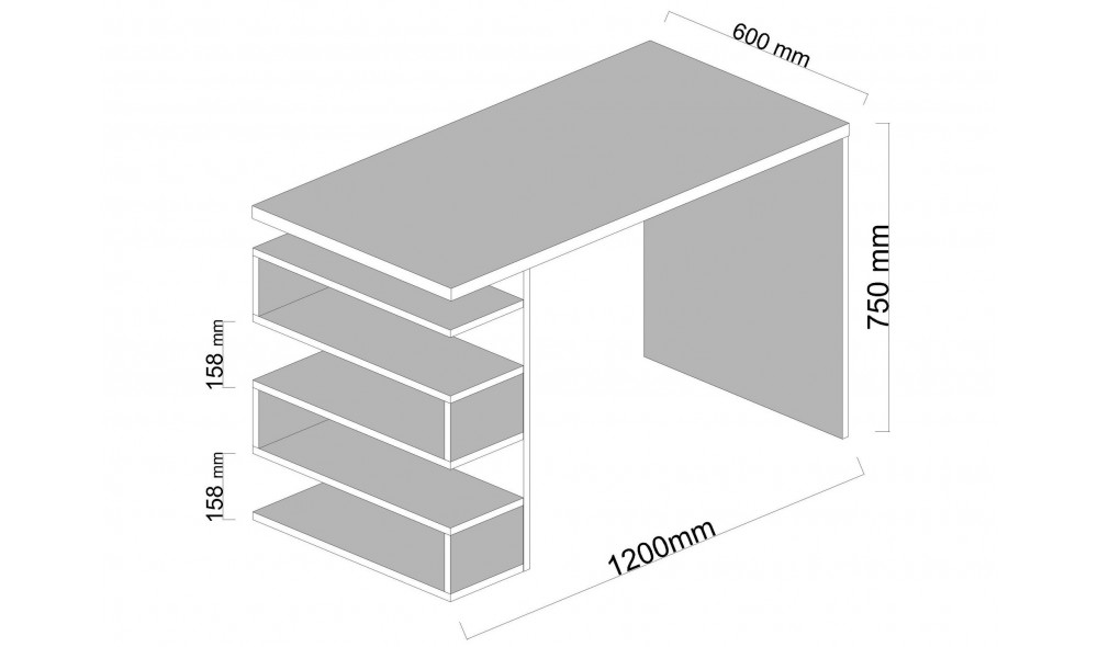 Birou de studiu, Snake, AlbNuc, 120 x 75 x 60 cm