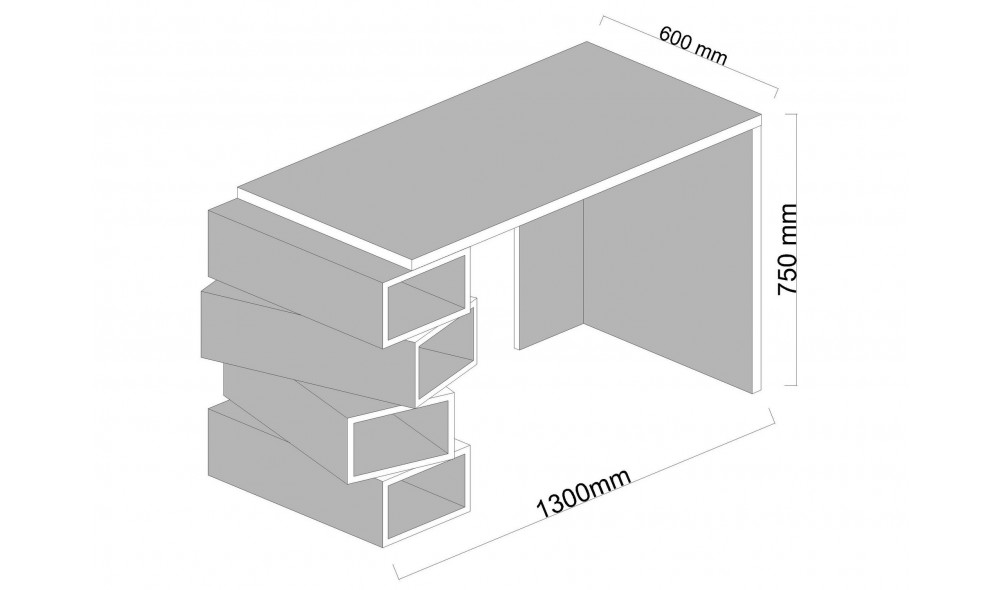 Birou de studiu, Jenga, AlbNuc, 130 x 75 x 60 cm