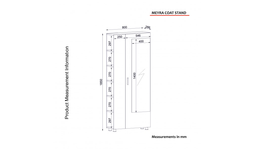 Antreu, Meyra, Alb, 80 x 185 x 29 cm