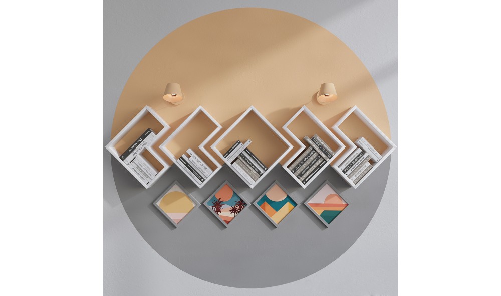 Raft de perete, Elitra, Alb, 180 x 59 x 15 cm