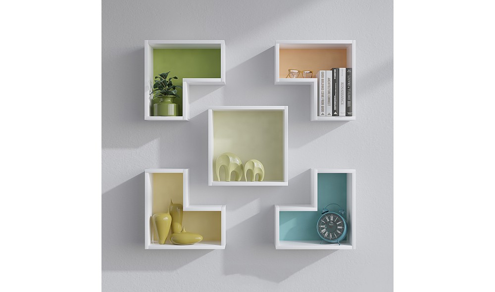 Raft de perete, Elitra, Alb, 180 x 59 x 15 cm