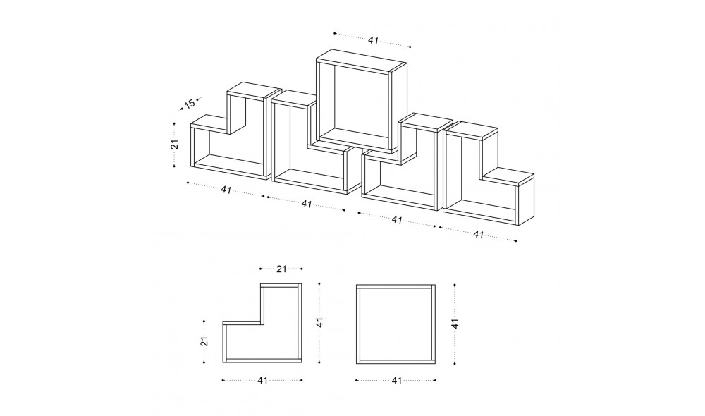 Raft de perete, Elitra, Alb, 180 x 59 x 15 cm