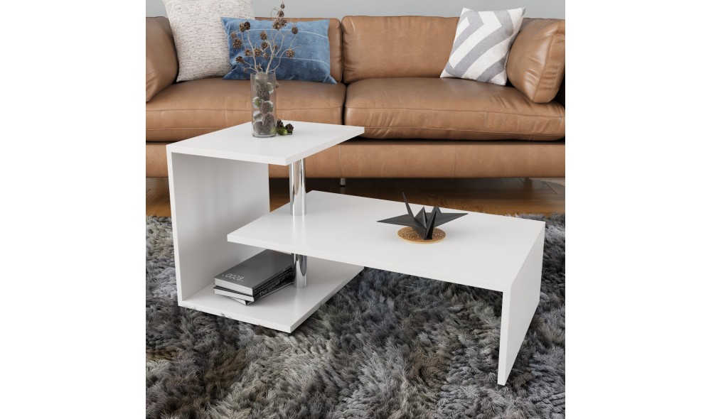 Masuta de cafea, Dilek, Alb, 100 x 46 x 50 cm