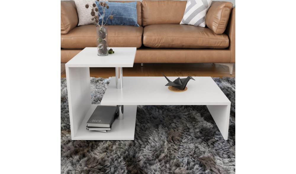Masuta de cafea, Dilek, Alb, 100 x 46 x 50 cm