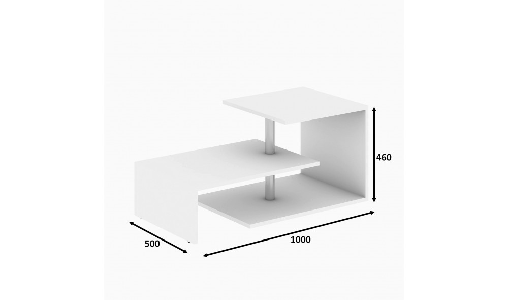 Masuta de cafea, Dilek, Alb, 100 x 46 x 50 cm