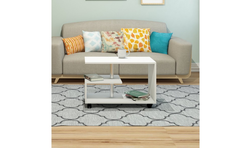 Masuta de cafea, Karanfil, Alb, 80 x 53 x 40 cm