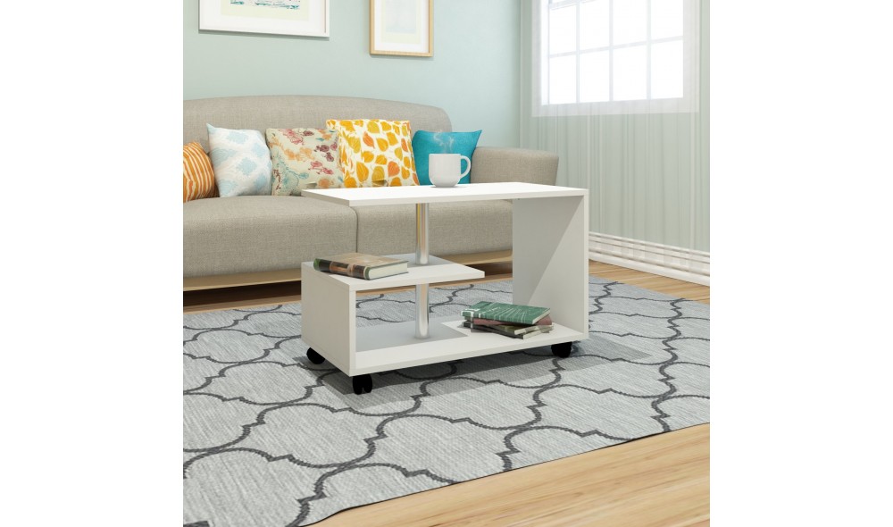 Masuta de cafea, Karanfil, Alb, 80 x 53 x 40 cm