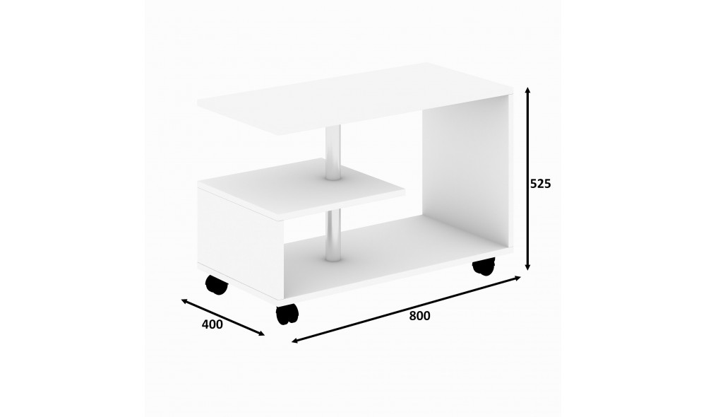 Masuta de cafea, Karanfil, Alb, 80 x 53 x 40 cm