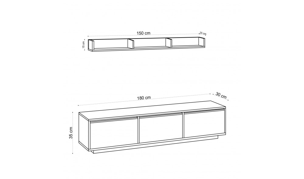 Unitate TV Prag - Alb 180 x 35 x 30 cm