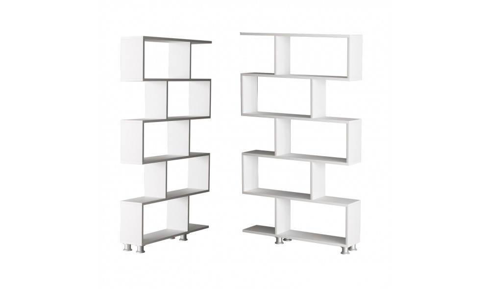 Raft pentru carti, Nilufer, Alb, 90 x 156 x 20 cm