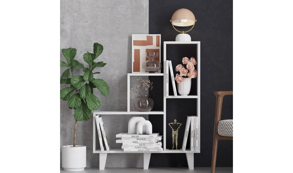 Raft pentru carti, Nisa, Alb, 88 x 106 x 20 cm