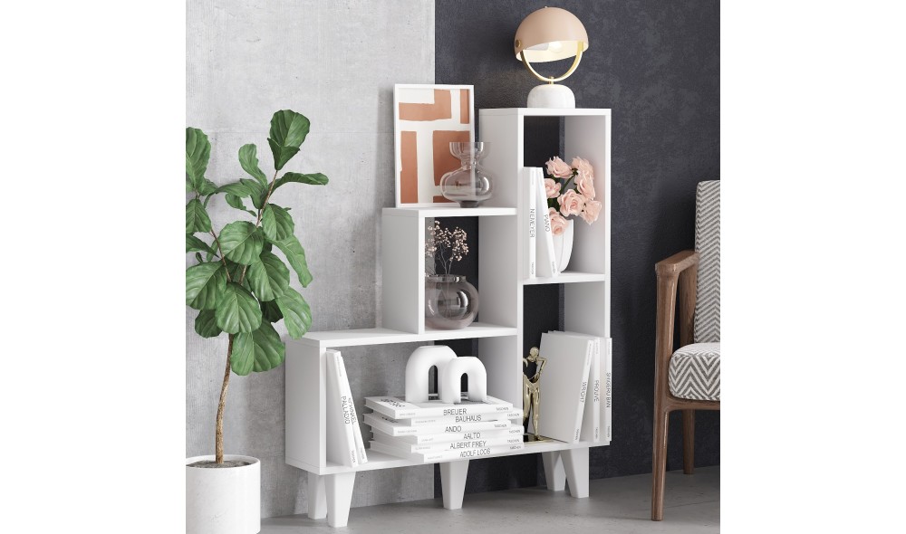 Raft pentru carti, Nisa, Alb, 88 x 106 x 20 cm