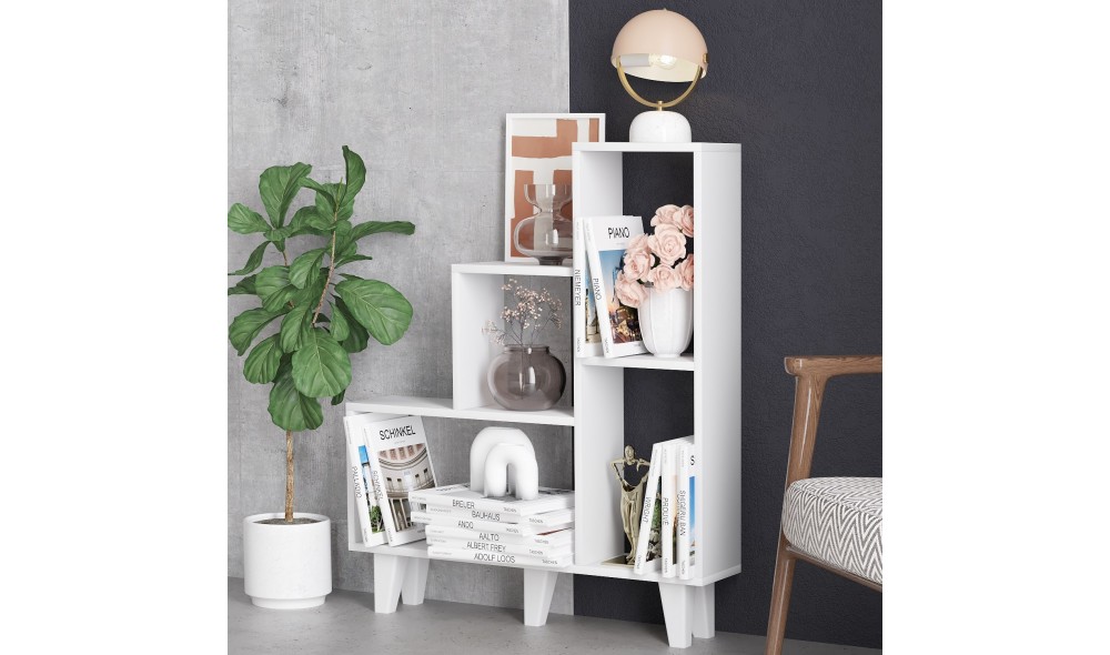 Raft pentru carti, Nisa, Alb, 88 x 106 x 20 cm