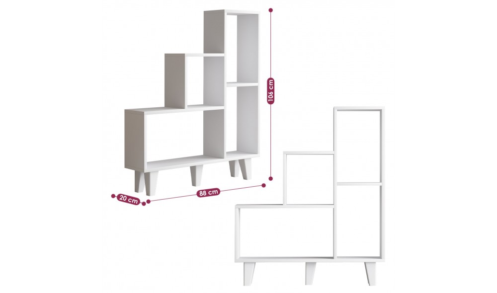 Raft pentru carti, Nisa, Alb, 88 x 106 x 20 cm