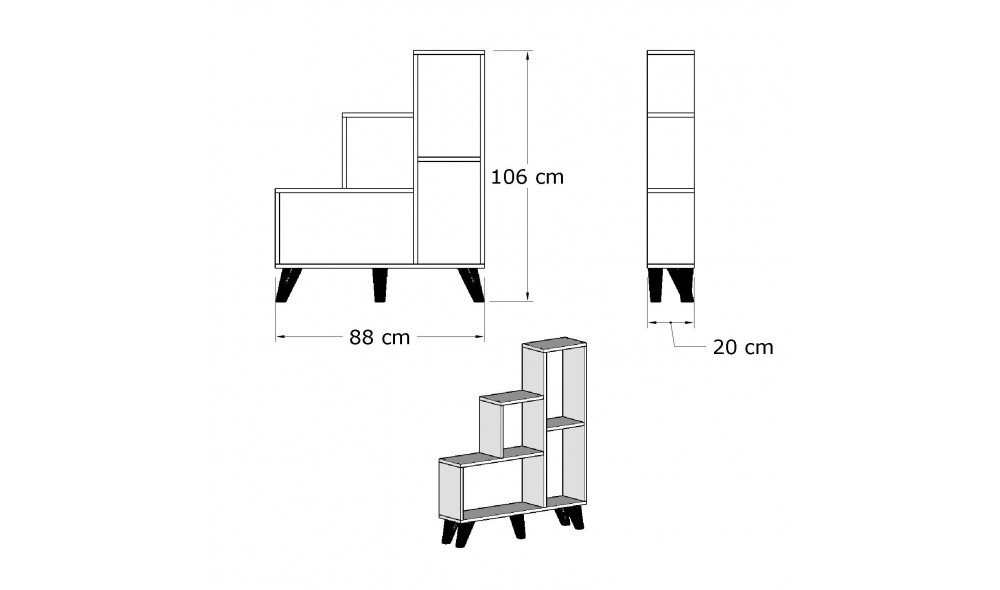 Raft pentru carti, Nisa, Alb, 88 x 106 x 20 cm