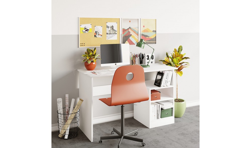 Birou de studiu, Bahar, Alb, 120 x 74 x 50 cm