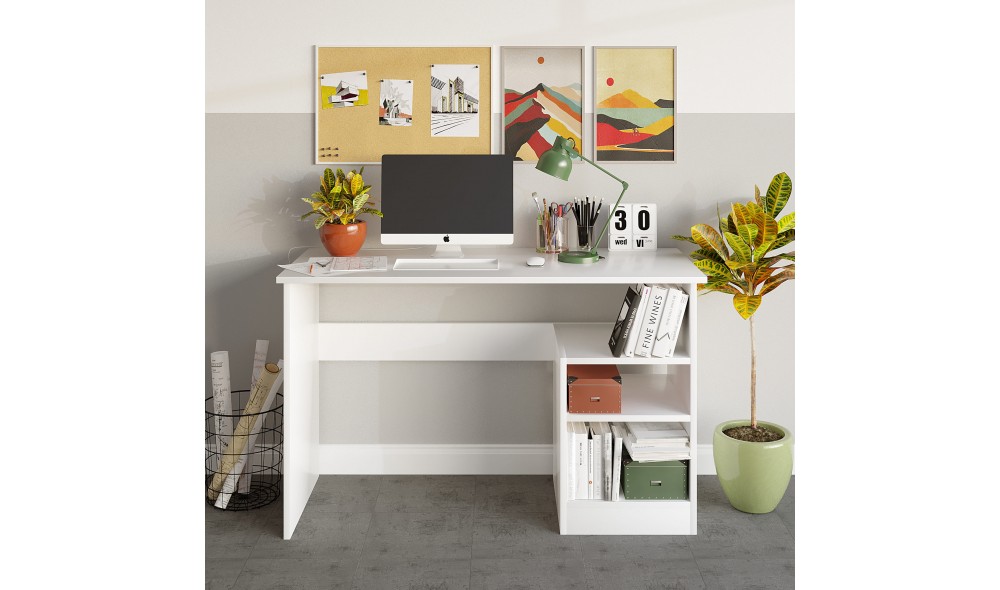 Birou de studiu, Bahar, Alb, 120 x 74 x 50 cm