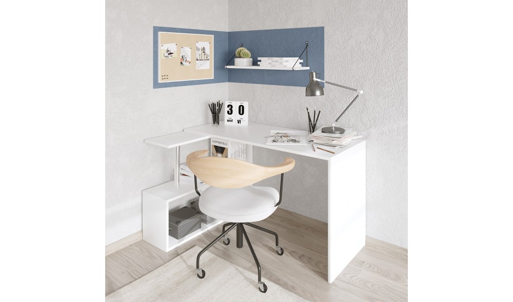 Birou de studiu, Gelincik, Alb, 130 x 74 x 94 cm