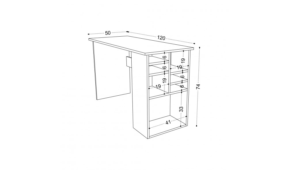 Birou de studiu Akasya - Alb 120 x 74 x 50 cm