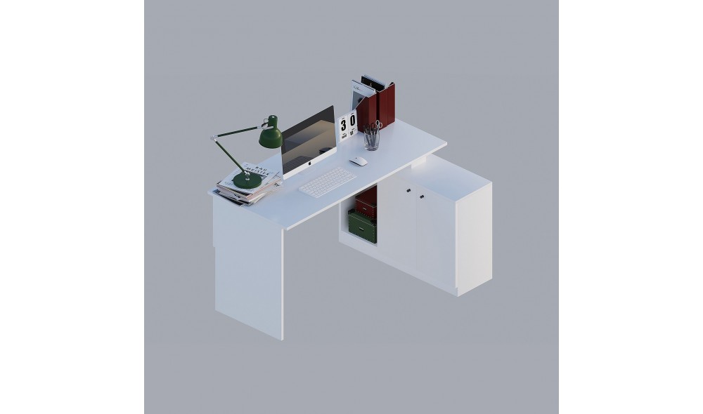 Birou de studiu, Basak, Alb, 130 x 74 x 60 cm