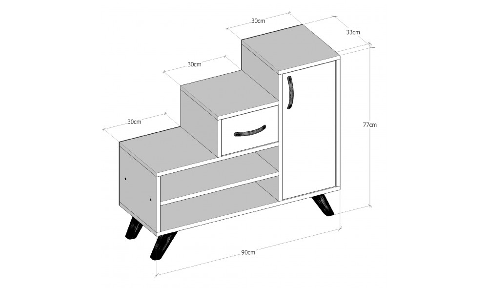 Pantofar, Retro, Pinul AtlanticAlb, 90 x 77 x 33 cm
