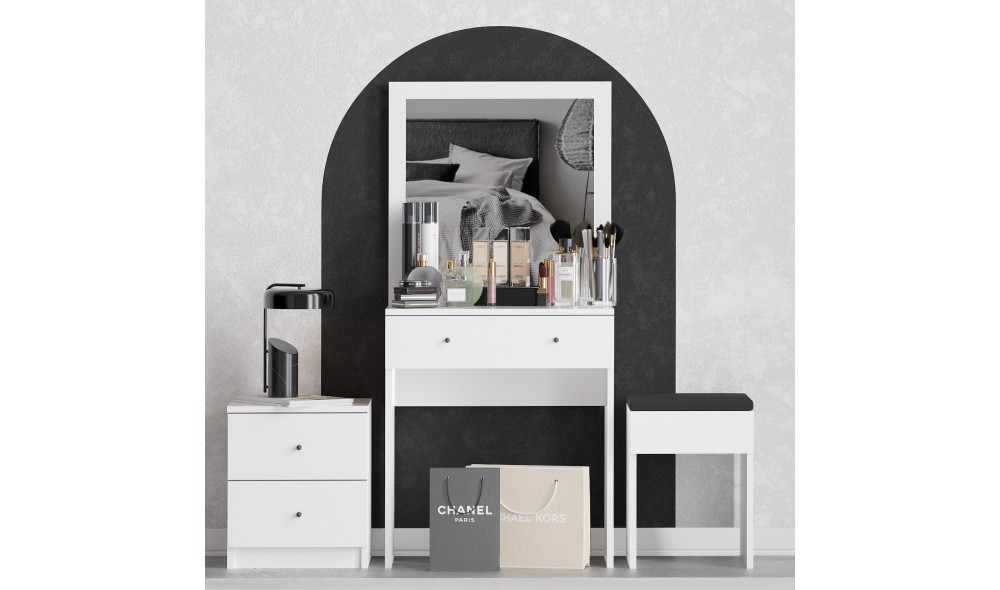 Masa de machiaj, Nice, Alb, 65 x 139 x 35 cm