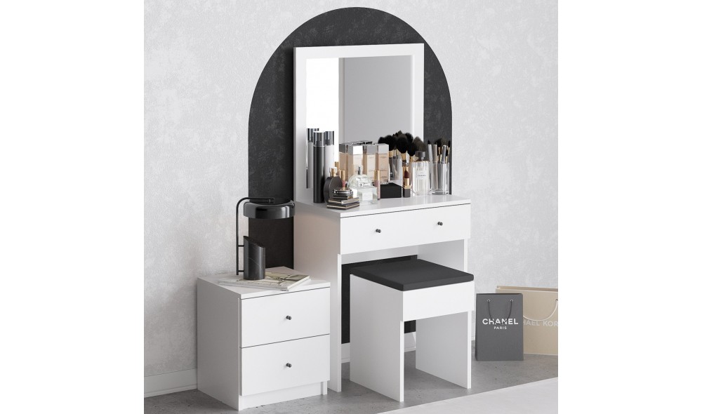 Masa de machiaj, Nice, Alb, 65 x 139 x 35 cm