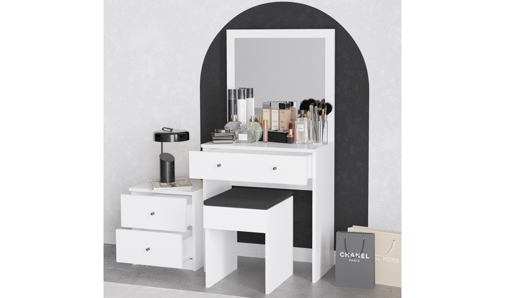 Masa de machiaj, Nice, Alb, 65 x 139 x 35 cm