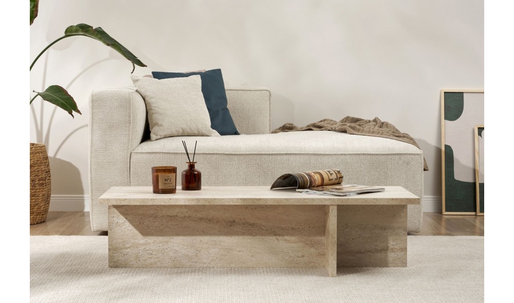 Masuta de cafea, Harbor - Travertine, 120 x 30 x 45 cm