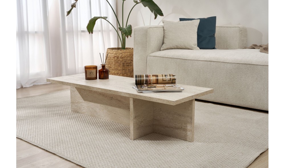 Masuta de cafea, Harbor - Travertine, 120 x 30 x 45 cm
