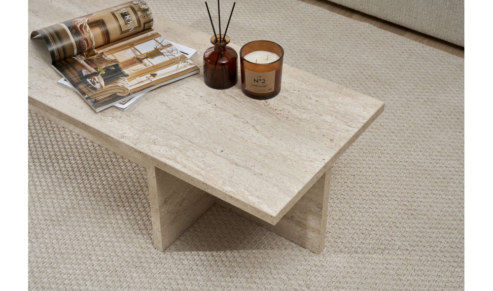 Masuta de cafea, Harbor - Travertine, 120 x 30 x 45 cm