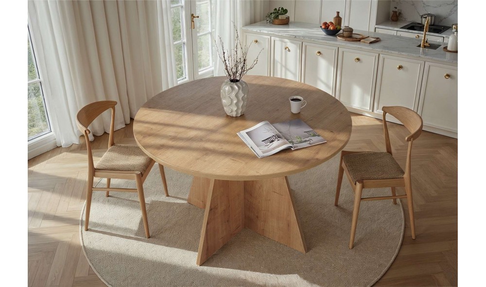 Masa de sufragerie, Virella - Sapphire Oak, 120 x 75 x 120 cm