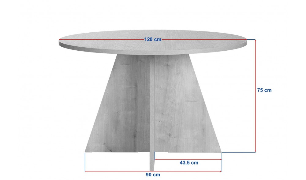 Masa de sufragerie, Virella - Sapphire Oak, 120 x 75 x 120 cm