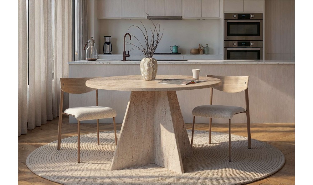 Masa de sufragerie, Virella - Travertine, 120 x 75 x 120 cm