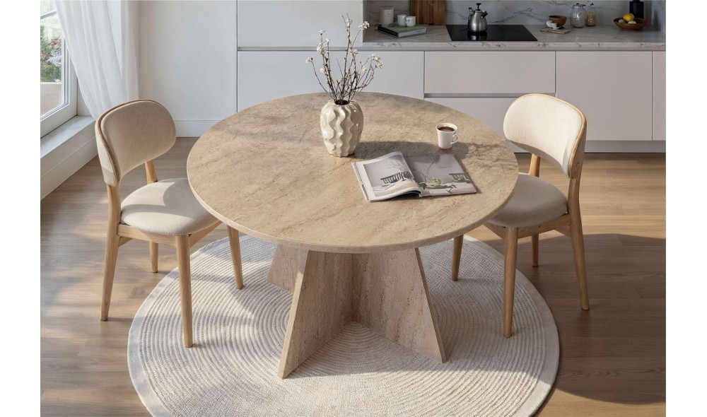 Masa de sufragerie, Virella - Travertine, 120 x 75 x 120 cm