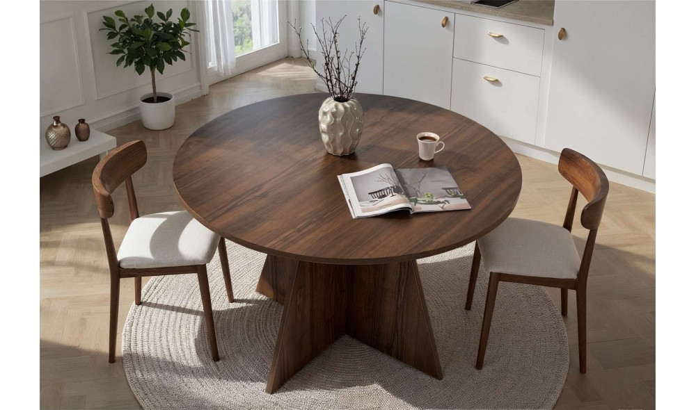 Masa de sufragerie, Virella - Venezia Walnut, 120 x 75 x 120 cm