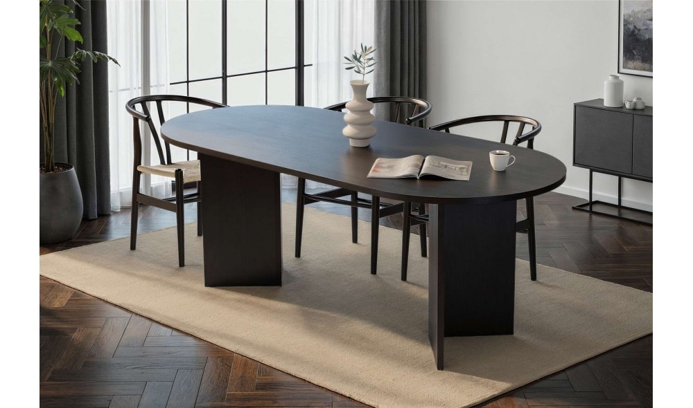 Masa de sufragerie, Sabella - Wood Black, 200 x 75 x 90 cm