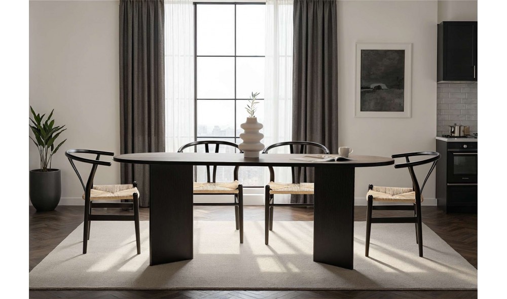 Masa de sufragerie, Sabella - Wood Black, 200 x 75 x 90 cm