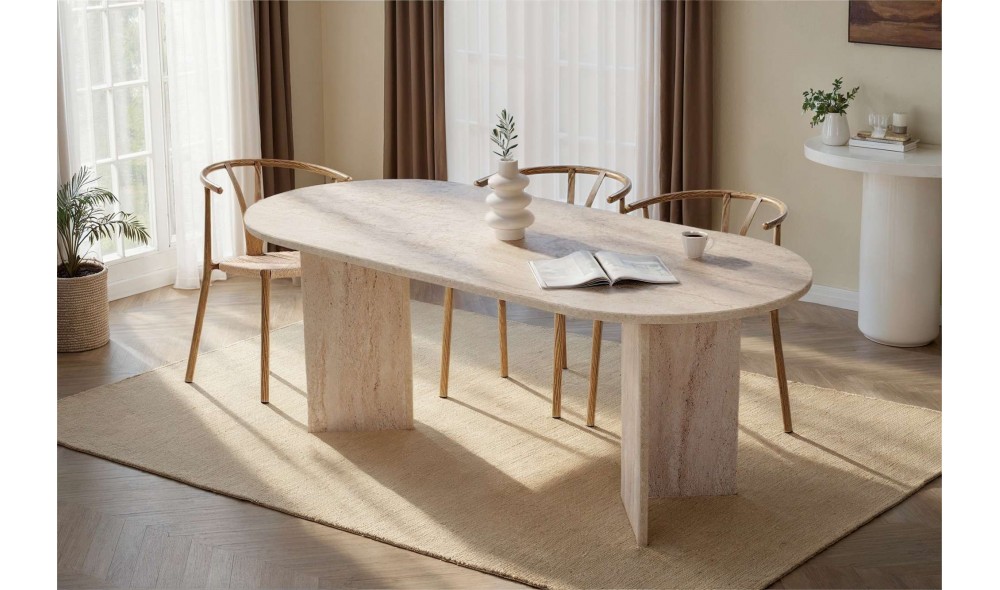 Masa de sufragerie, Sabella - Travertine, 200 x 75 x 90 cm