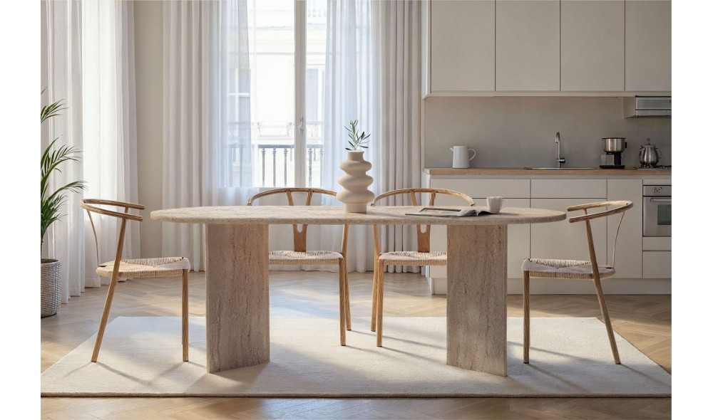 Masa de sufragerie, Sabella - Travertine, 200 x 75 x 90 cm