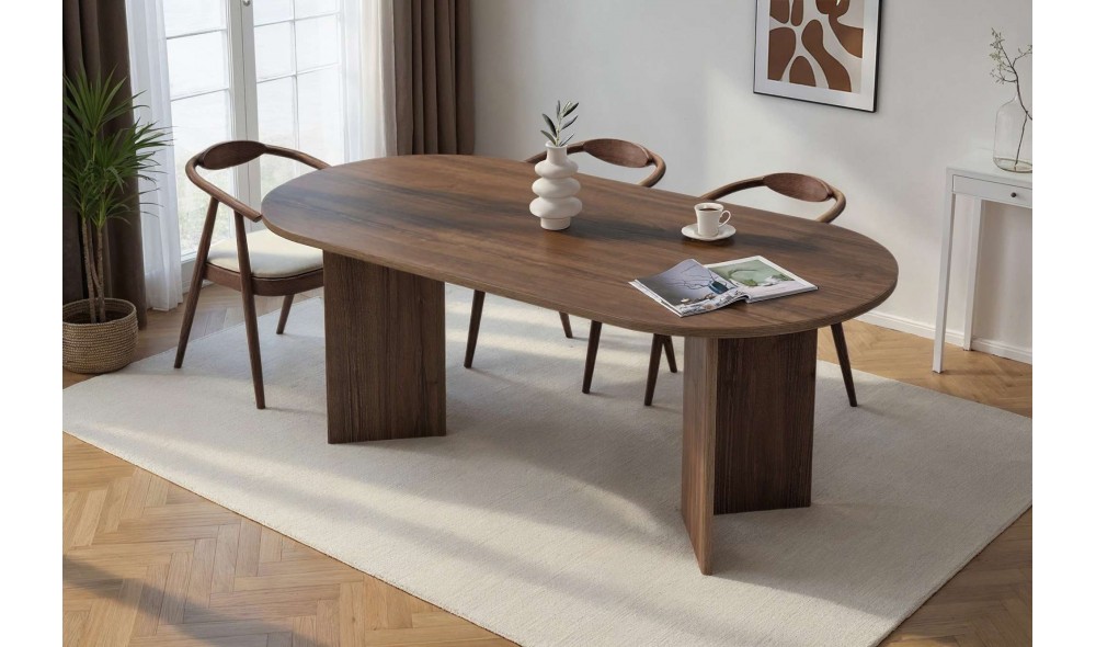 Masa de sufragerie, Sabella - Venezia Walnut, 200 x 75 x 90 cm