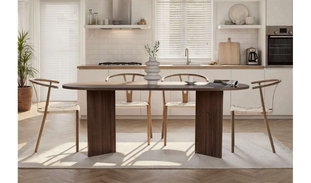 Masa de sufragerie, Sabella - Venezia Walnut, 200 x 75 x 90 cm