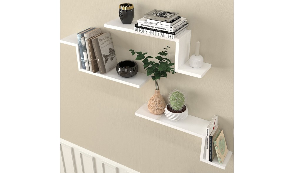 Raft de perete Lowa - Alb 58 x 18 x 14 cm