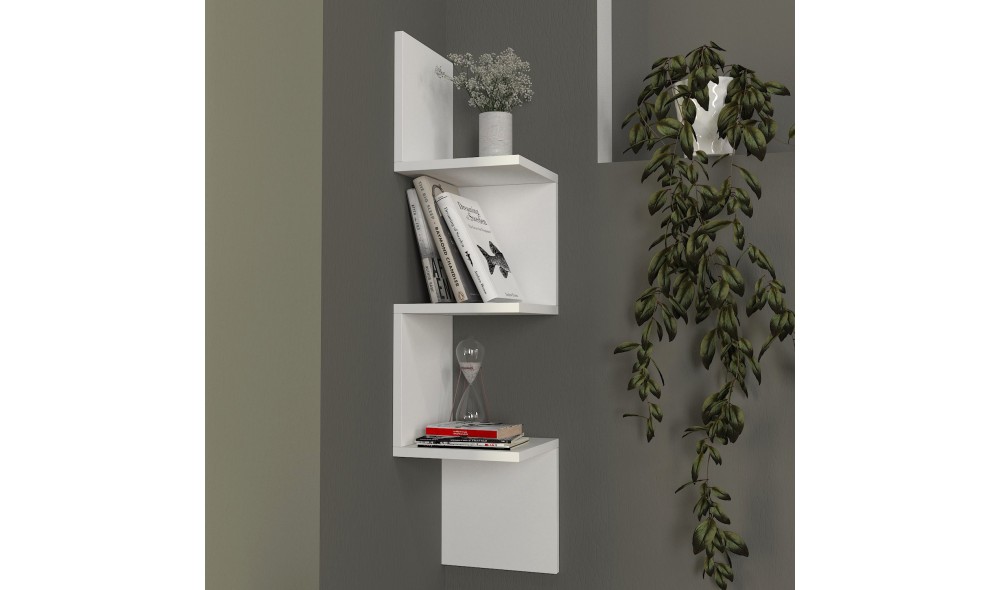Raft de perete, Corner, Alb, 25 x 105 x 25 cm