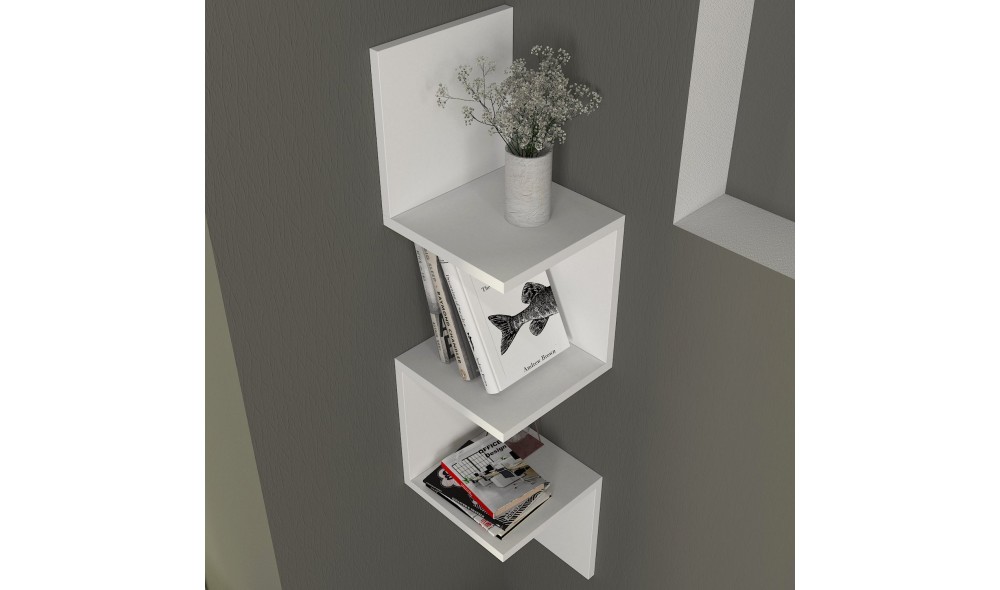 Raft de perete, Corner, Alb, 25 x 105 x 25 cm
