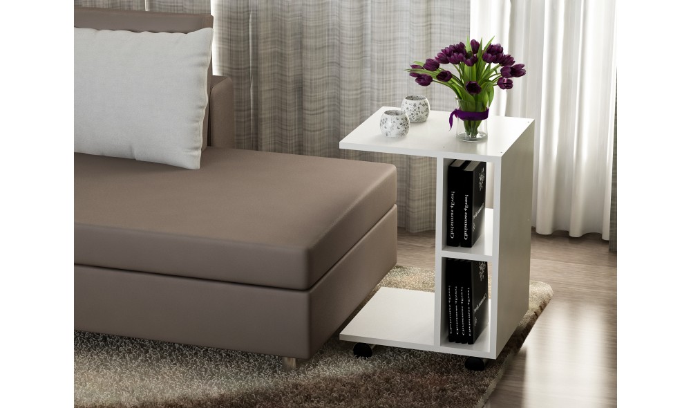 Masa laterala, General, Alb, 45 x 65 x 35 cm