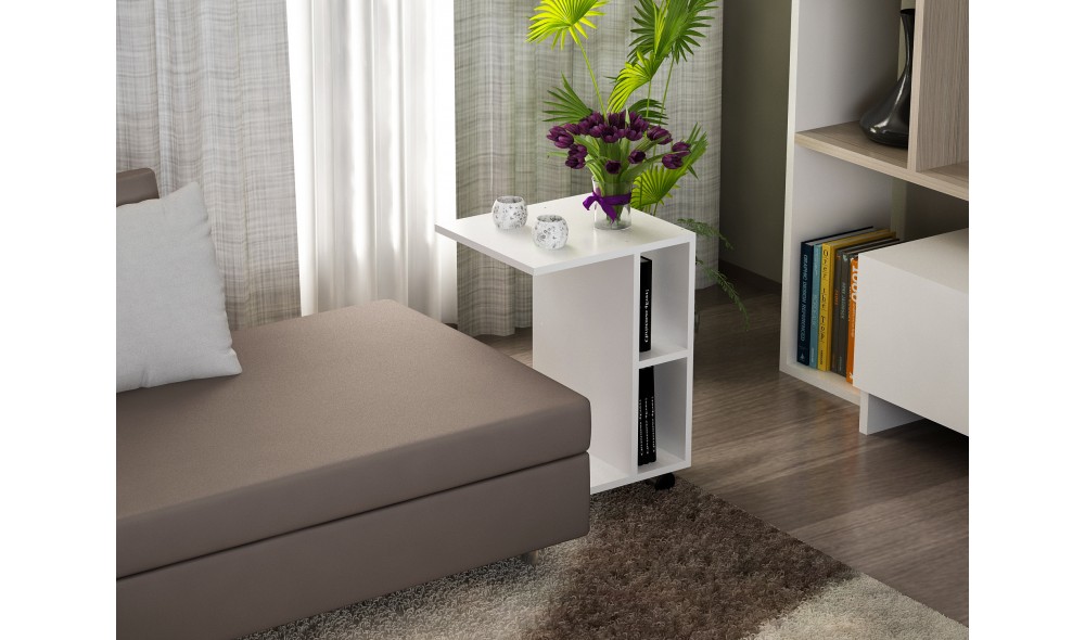 Masa laterala, General, Alb, 45 x 65 x 35 cm