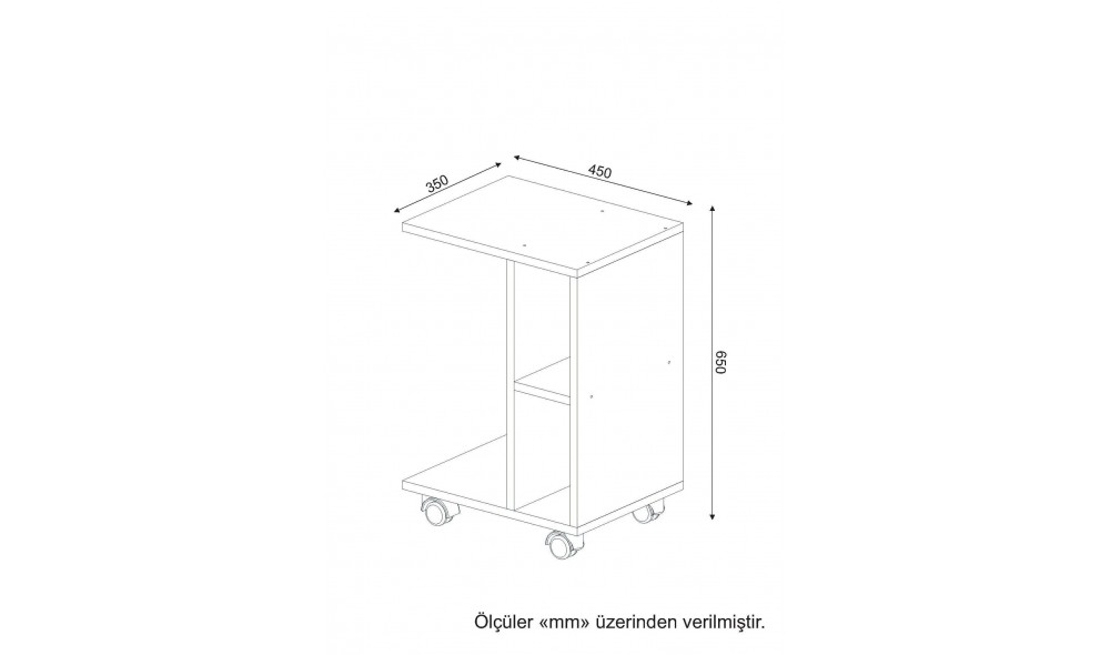 Masa laterala, General, Alb, 45 x 65 x 35 cm